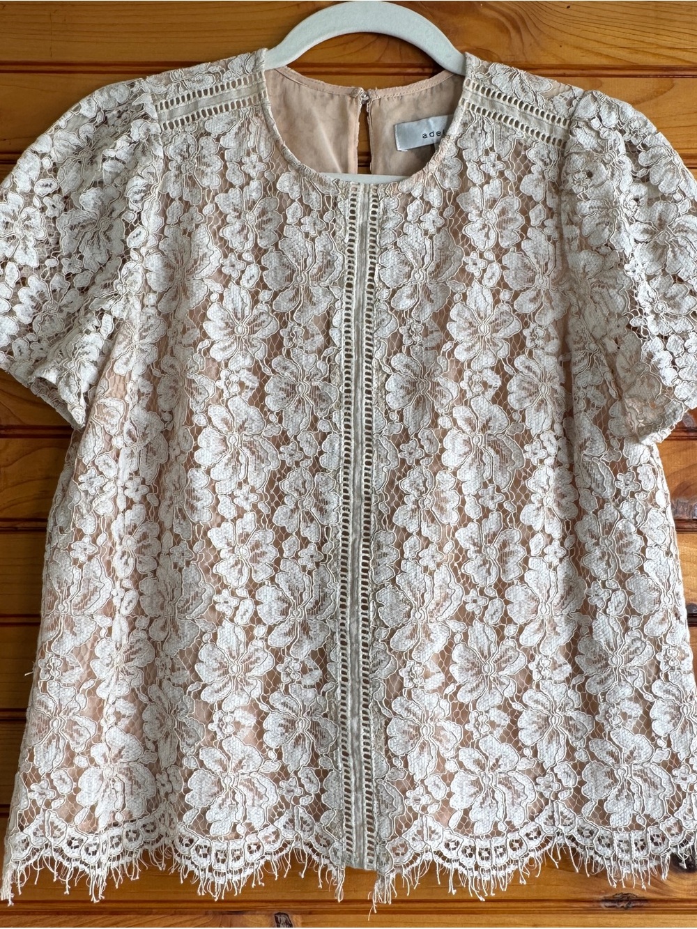Champagne Lace Blouse XS Romantic Coquette Bridal Wedding Guest Date Night